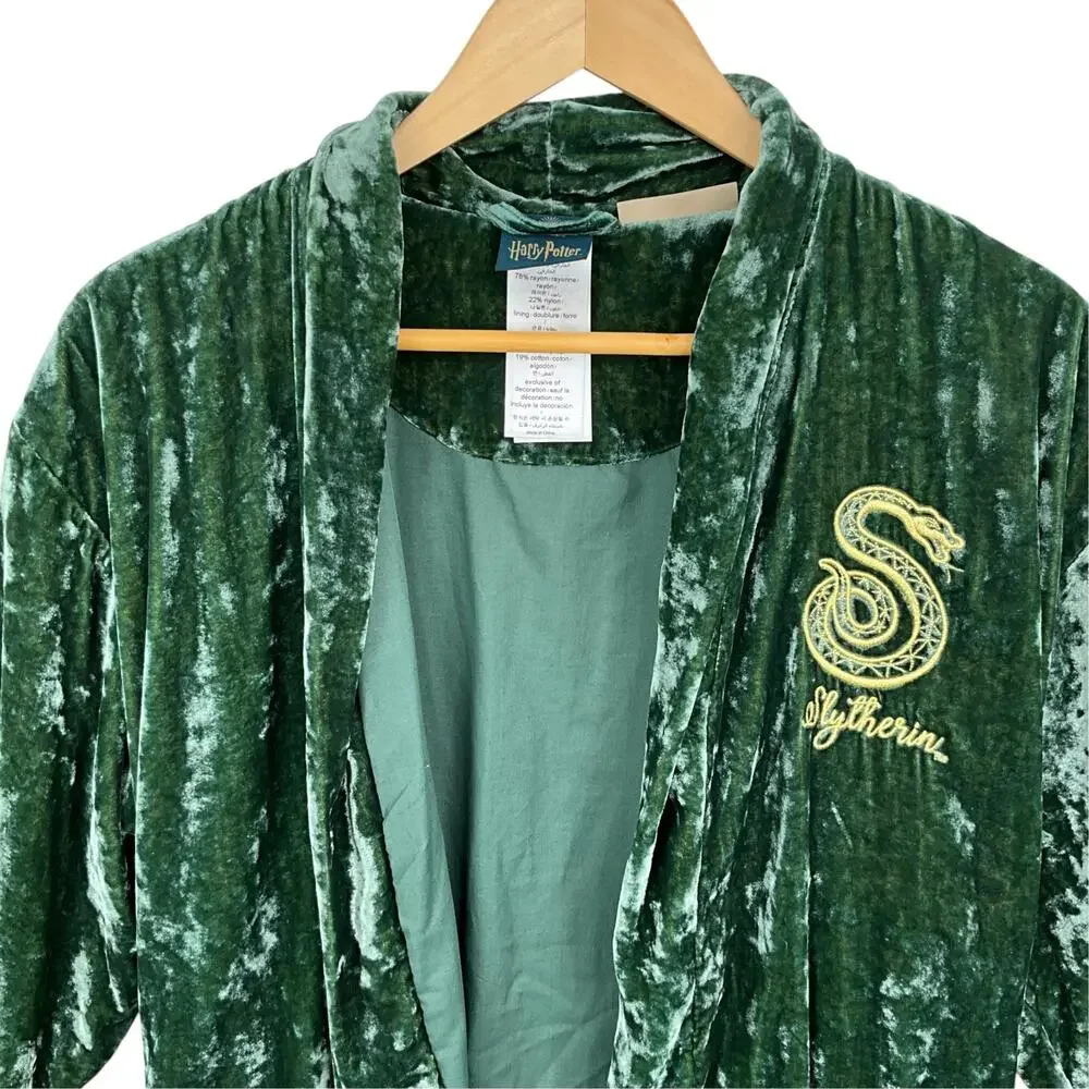 Pottery Barn Teen Slytherin Robe Kids Medium Green Velvet Harry Potter Belted